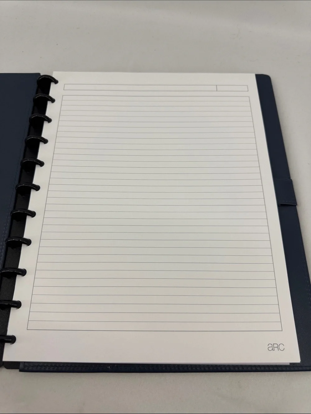 Arc Discbound Letter-sized Navy Leather Notebook, Planner Cover w/ Lined Pages
